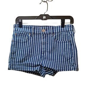 American Eagle Denim Shorts Women's 8 Blue Striped Next Level Stretch